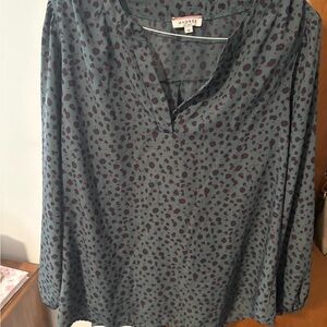 Andree Teal and Black Patterned Blouse